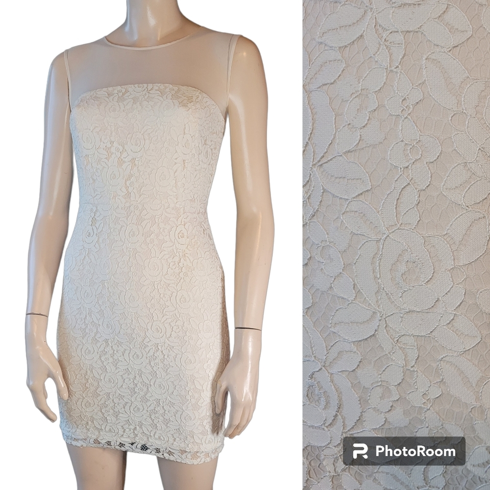 Diane Von Furstenberg Cream Lace Mini Dress